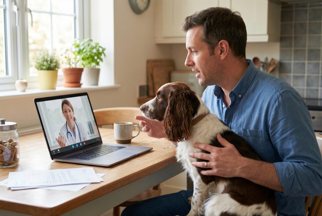Telehealth call with veterinarian